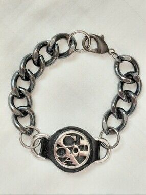 Coach Gunmetal Silver Leather Bracelet